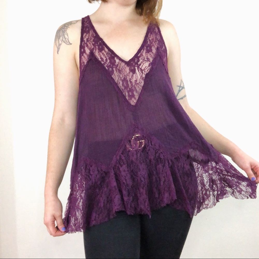 Lacy and Light Free People Boho Purple Tunic
